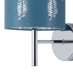 First Choice Lighting Brea - Chrome Wall Light With Teal Fern Shade - thumbnail 2
