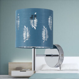 First Choice Lighting Brea - Chrome Wall Light With Teal Fern Shade - thumbnail 3