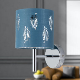 First Choice Lighting Brea - Chrome Wall Light With Teal Fern Shade - thumbnail 4