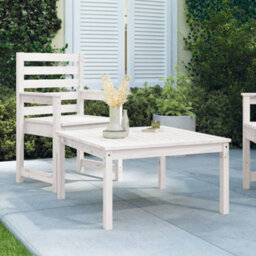 Berkfield Garden Table White 82.5X82.5X45 Cm Solid Wood Pine