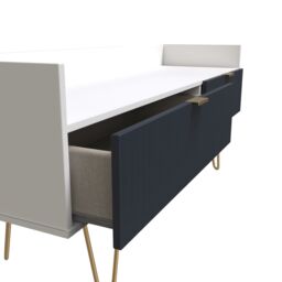 Linear Ready Assembled Matt Indigo & White Media Unit With 2 Drawers, (H)128Cm X (W)51.5Cm X (D)39.5Cm - thumbnail 3