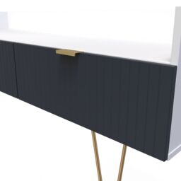 Linear Ready Assembled Matt Indigo & White Media Unit With 2 Drawers, (H)128Cm X (W)51.5Cm X (D)39.5Cm - thumbnail 2