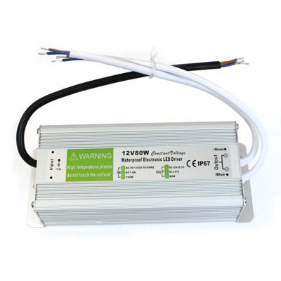 12V 80W Led Driver Ip67 Waterproof, 240V Ac To 12V Dc 6.6A Constant Voltage Power Supply For Led Strip Lights Indoor Outdoor Quiet - image 1