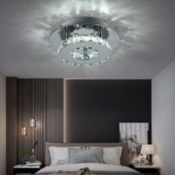 Living And Home Modern Round Small Chrome Crystal Led Ceiling Light Fixture For Hallways And Corridor Cool White 20Cm - thumbnail 3