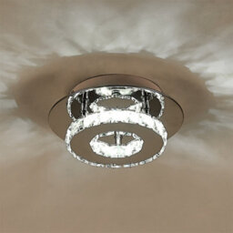 Living And Home Modern Round Small Chrome Crystal Led Ceiling Light Fixture For Hallways And Corridor Cool White 20Cm - thumbnail 4
