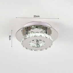 Living And Home Modern Round Small Chrome Crystal Led Ceiling Light Fixture For Hallways And Corridor Cool White 20Cm - thumbnail 5