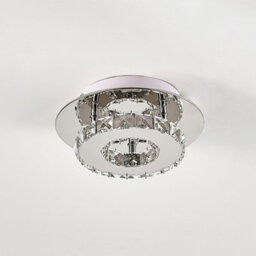 Living And Home Modern Round Small Chrome Crystal Led Ceiling Light Fixture For Hallways And Corridor Cool White 20Cm - thumbnail 6