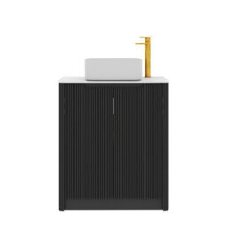 Royal Bathrooms Avenza 600mm Matt Obsidian Black Floor Standing Bathroom Vanity Unit 2 Door With Elena Basin - thumbnail 6