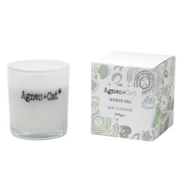 Serenityy Agnes + Cat Votive Candle - White Fig 200G Soy Wax, Frosted White Glass With Embossed Silver Lid, Gift Boxed - thumbnail 7