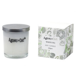 Serenityy Agnes + Cat Votive Candle - White Fig 200G Soy Wax, Frosted White Glass With Embossed Silver Lid, Gift Boxed - thumbnail 6