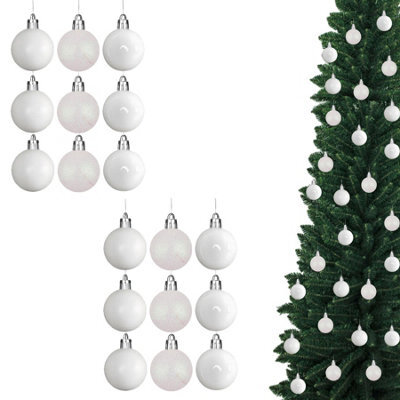 Shatchi Christmas 5Cm Bauble White -Tree Hanging Decoration Festive Cheers 18Pcs - image 1
