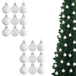 Shatchi Christmas 5Cm Bauble White -Tree Hanging Decoration Festive Cheers 18Pcs - thumbnail 1