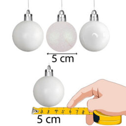 Shatchi Christmas 5Cm Bauble White -Tree Hanging Decoration Festive Cheers 18Pcs - thumbnail 3
