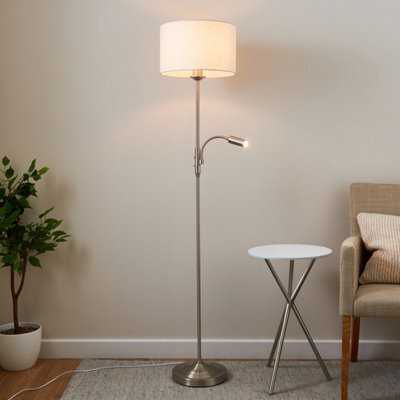 Harbour Studio Ayrshire Satin Natural Nickel Effect 2 Lights Led Mother & Child Floor Light - image 1