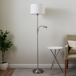 Harbour Studio Ayrshire Satin Natural Nickel Effect 2 Lights Led Mother & Child Floor Light - thumbnail 6