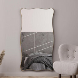 Mirroroutlet The Fluctus Gold Metal Rectangular Wavy Tray Effect Frame Wall Mirror 180Cm X 100Cm - thumbnail 1