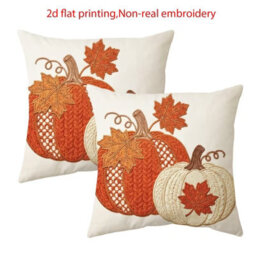 Amorly 2Pcs Halloween Throw Pillow Covers 45X45Cm 2D Printed Cushion Cases For Sofa Couch Fall Harvest Home Decor - thumbnail 2