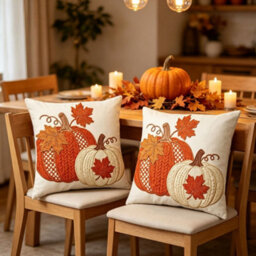 Amorly 2Pcs Halloween Throw Pillow Covers 45X45Cm 2D Printed Cushion Cases For Sofa Couch Fall Harvest Home Decor - thumbnail 7