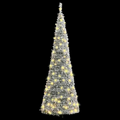 Berkfield Sturdy Artificial Christmas Tree Pop-Up Flocked Snow 150 Leds 180 Cm