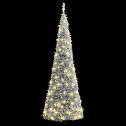 Berkfield Sturdy Artificial Christmas Tree Pop-Up Flocked Snow 150 Leds 180 Cm
