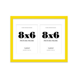 14X11 Inch 2 Opening Photo Collage Frame, Display Two 8X6 Inch Photos, Multi Aperture Family Picture Frame, Yellow - thumbnail 2