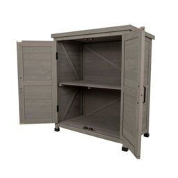 Jack Stonehouse Jsh Wooden Garden Storage Tool Shed Outdoor Weatherproof Utility Cupboard Cabinet With Shelves - Magnetic Latch - Grey - thumbnail 5