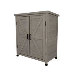Jack Stonehouse Jsh Wooden Garden Storage Tool Shed Outdoor Weatherproof Utility Cupboard Cabinet With Shelves - Magnetic Latch - Grey - thumbnail 4