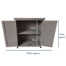Jack Stonehouse Jsh Wooden Garden Storage Tool Shed Outdoor Weatherproof Utility Cupboard Cabinet With Shelves - Magnetic Latch - Grey - thumbnail 3