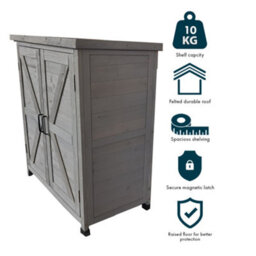 Jack Stonehouse Jsh Wooden Garden Storage Tool Shed Outdoor Weatherproof Utility Cupboard Cabinet With Shelves - Magnetic Latch - Grey - thumbnail 2