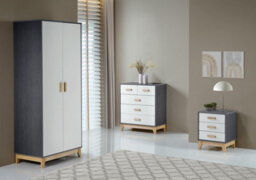 Seconique Cleveland 2 Door Wardrobe In White And Pine With Grey Metal Effect - thumbnail 9