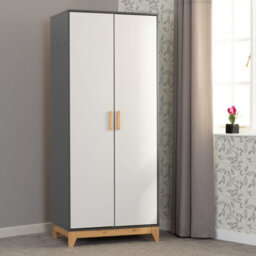 Seconique Cleveland 2 Door Wardrobe In White And Pine With Grey Metal Effect - thumbnail 5