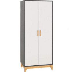 Seconique Cleveland 2 Door Wardrobe In White And Pine With Grey Metal Effect - thumbnail 2