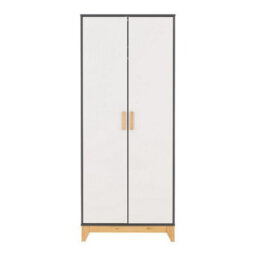 Seconique Cleveland 2 Door Wardrobe In White And Pine With Grey Metal Effect - thumbnail 3