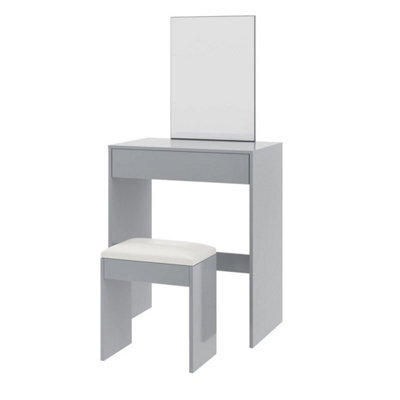 grey dressing table stool with storage Set W/mirror, Stool, Large Drawer And Open by B&Q model: Toma