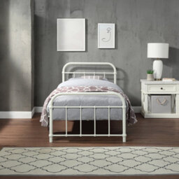 SlumberWorx Tewin Vintage Hospital Style White Single Metal Bed Frame - thumbnail 2