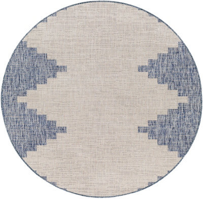 Livabliss Round Eagean-Global Blue Grey Taupe Off-White In- & Outdoor Rug 160 X 160 Cm Easy Care, Non Shedding - image 1