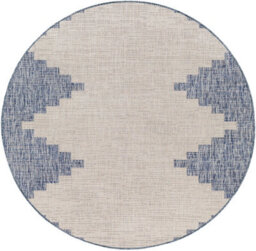 Livabliss Round Eagean-Global Blue Grey Taupe Off-White In- & Outdoor Rug 160 X 160 Cm Easy Care, Non Shedding - thumbnail 1