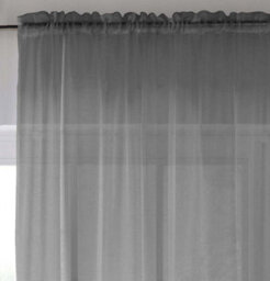 "Enhanced Living Sheer Grey Plain Woven Voile Slot Top Curtain Panel Pair (57X54"") 145X137Cm" - thumbnail 2