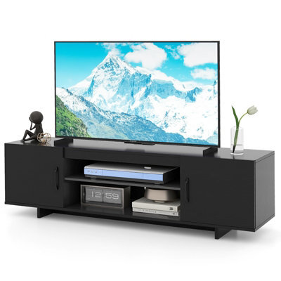 Gainoom Black Tv Stand For Tvs Up To 70 Inches 152 Cm Entertain Center With Power Outlet & 2 Cable Holes - image 1