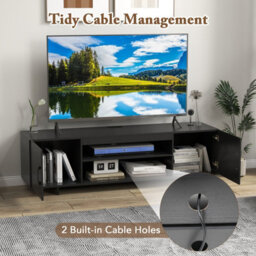 Gainoom Black Tv Stand For Tvs Up To 70 Inches 152 Cm Entertain Center With Power Outlet & 2 Cable Holes - thumbnail 6