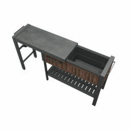 Keter Rosewood Expandable Garden Hosting Station Outdoor Bar Cart With Pull-Out Extension, Hpl Prep Surface & Drink Storage - thumbnail 4