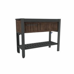 Keter Rosewood Expandable Garden Hosting Station Outdoor Bar Cart With Pull-Out Extension, Hpl Prep Surface & Drink Storage - thumbnail 3