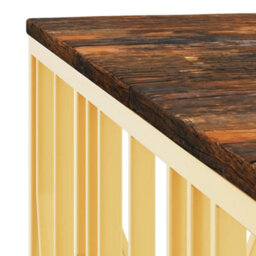 Berkfield Coffee Table Gold Stainless Steel And Solid Wood Reclaimed - thumbnail 5
