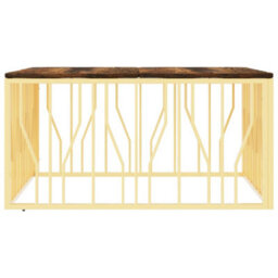 Berkfield Coffee Table Gold Stainless Steel And Solid Wood Reclaimed - thumbnail 4