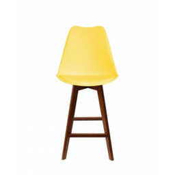 Fusion Living Soho Yellow Plastic Bar Stool With Dark Wood Legs - thumbnail 6