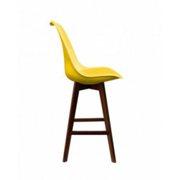 Fusion Living Soho Yellow Plastic Bar Stool With Dark Wood Legs - thumbnail 5