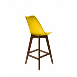 Fusion Living Soho Yellow Plastic Bar Stool With Dark Wood Legs - thumbnail 4
