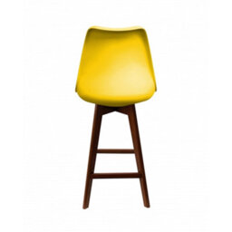 Fusion Living Soho Yellow Plastic Bar Stool With Dark Wood Legs - thumbnail 3