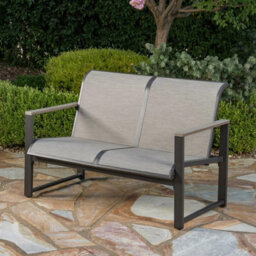Xample Sunvilla Helio 4-Piece Sling Patio Set With Cover 2 Armchairs, Loveseat, Coffee Table, Rust-Resistant Aluminium & Phifertex Fabric - thumbnail 5