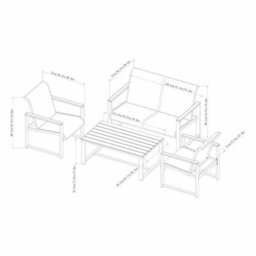 Xample Sunvilla Helio 4-Piece Sling Patio Set With Cover 2 Armchairs, Loveseat, Coffee Table, Rust-Resistant Aluminium & Phifertex Fabric - thumbnail 2